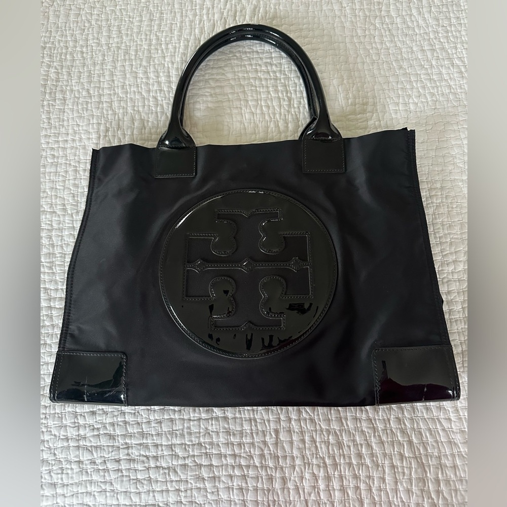 Tory Burch Ella Black Patent Tote (Large) with dust bag